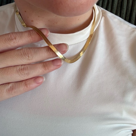 Gold-Plated Sterling Silver Herringbone Necklace - Picture 3 of 6